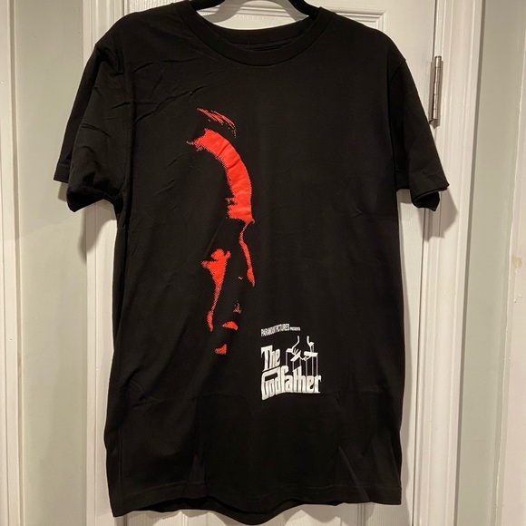 NWT The Godfather Size M Black Cotton Crew Neck Tee Shirt Red Graphic Print Film - Picture 1 of 7